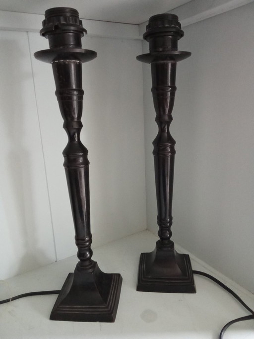 Deux lampes de table du Mid Century colonial, 40 high/9 B ex shade