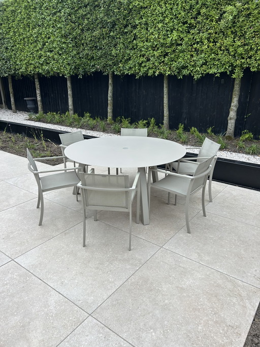 Royal Botania aluminium tuintafel met 6 stoelen