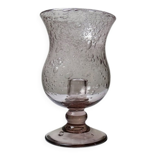 Vintage glass bubble photophore in pale amethyst, Biot style, .