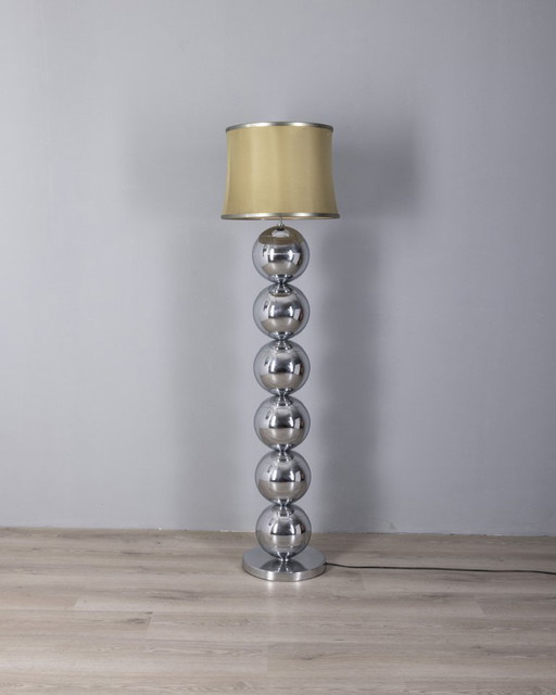 Lampadaire vintage des années 70 sphères en métal chromé design italien