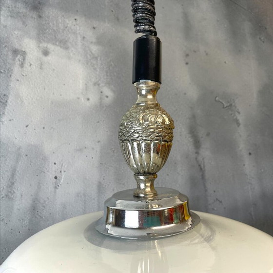 Hanglamp met uittrekbaar glazen frame in mid-century stijl voor de eetkamer, jaren 70. – Leeslamp, Glass (photo 8 of 10)