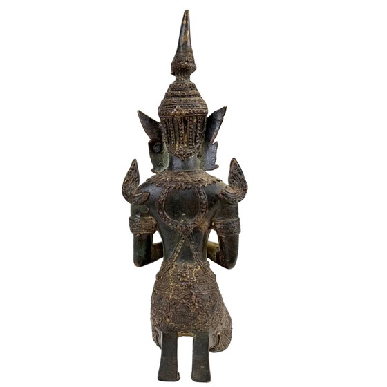 Thaise Bronzen Theppanom Tempelwachter – Boeddhistische Beschermengel – 21.7 cm – Beeldhouwkunst (photo 5 of 10)