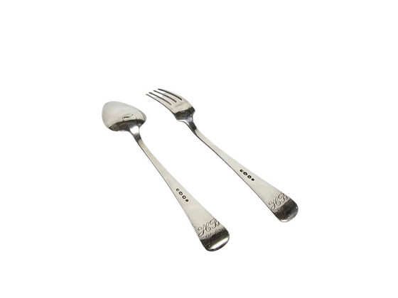 Image 1 of Zilveren dinercouvert (2) - 2e gehalte (.835) - Holland - 'HB 2 Juli 1921'