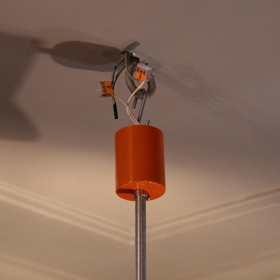 Vintage Space Age Verstelbare Hanglamp met 4 Spots in Verchroomd Staal & Oranje Lak, jaren 70 – Hanglampen (photo 10 of 12)