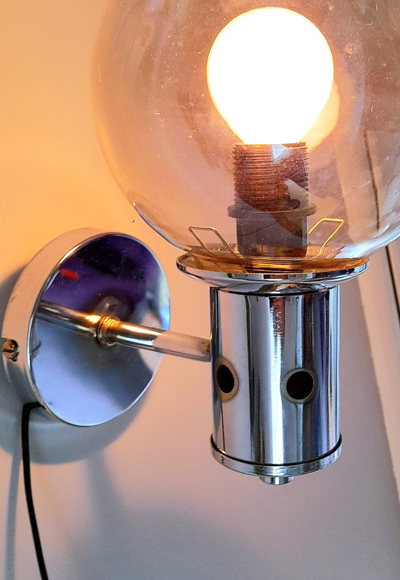 Image 1 of Par de apliques de pared cromados, década de 1970.