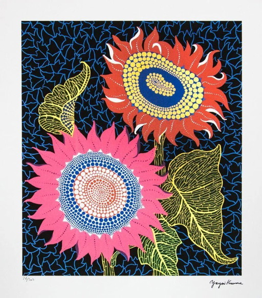 Nach Yayoi Kusama, Blumen, Lithografie, 1990er Jahre