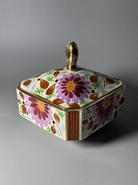 Image 1 of Boîte couverte Art Déco en céramique Boch Frères par Raymond Chevalier, Belgique, années 1930