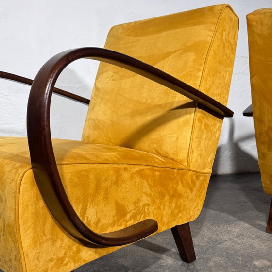 Een paar Jindrich Halabala Type C fauteuils, volledig gerestaureerd, jaren 1930. – Jindřich Halabala, Velvet (photo 12 of 17)