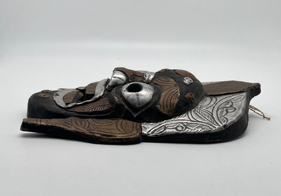 Image 1 of Vintage Nepal/Tibet wandmasker in Bhairava/Mahakala-stijl – hout en metaal