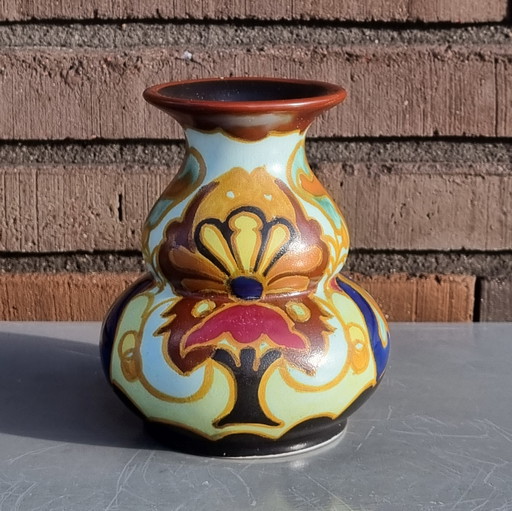 antique Dutch pottery vase, Arnhem decor Creta, 1920s