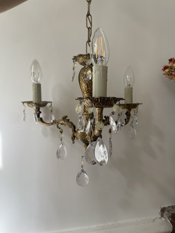 Image 1 of Lampadario a 3 bracci con nappe in ottone