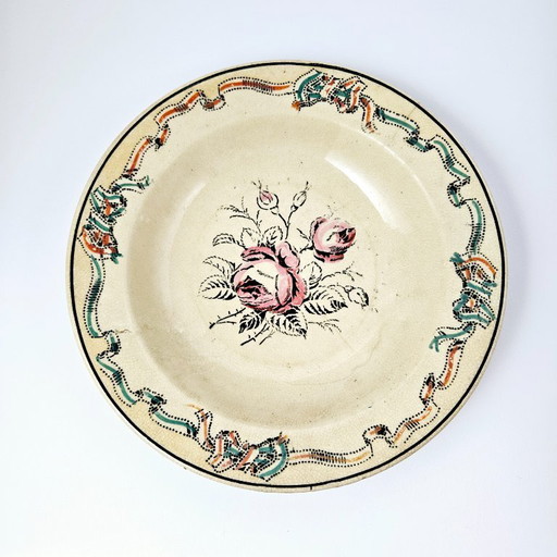 Antieke August NOWOTNY ALTROHLAU wandbord uit Bohemen | Zeer oud porseleinen handbeschilderd bloemenbord uit de jaren 1890