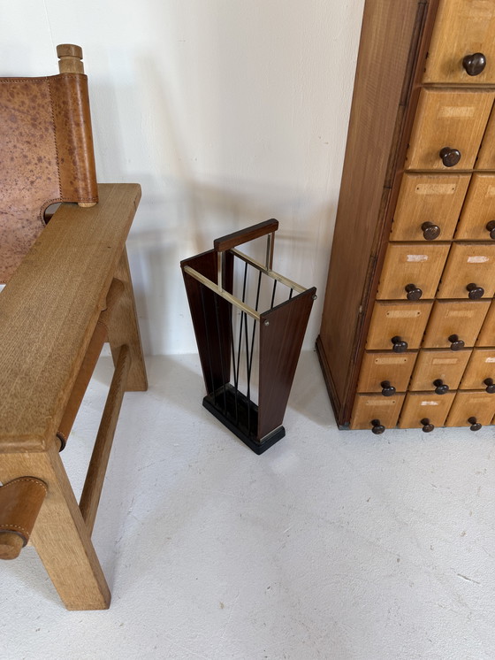 Image 1 of Vintage Messing & Teak Paraplubak ‘60