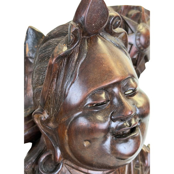Antigua talla de madera japonesa Ebisu - Dios de los pescadores y la prosperidad - 59 cm – Esculturas (photo 11 of 11)