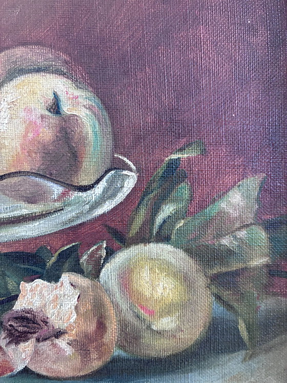 Image 1 of Peinture à l'huile originale ancienne nature morte, art de la cuisine aux fruits