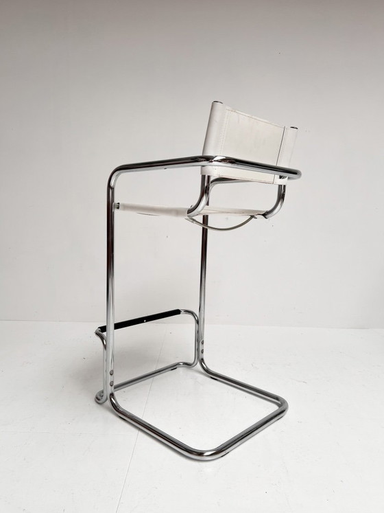 Image 1 of Ensemble de 2 tabourets de bar en cuir attribués à Mart Stam, années 1970