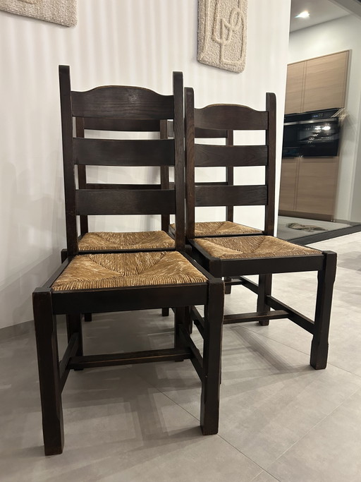 4x Brutalistische ladderback stoelen
