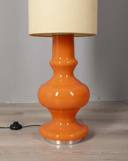 Lampadaire vintage des années 70 en verre orange design italien