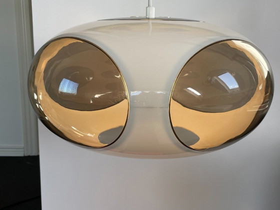 Lampe Space Age Massive Bug Eye, Suspension UFO Blanche, Vintage, Rétro, Plastique (photo 10 sur 10)