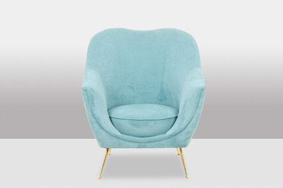 Image 1 of Pair of Corduroy Armchairs - Travail Contemporain