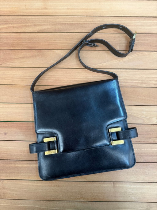 Bolso Delvaux “Xylophone” – Piel negra – 24 x 22 – schoudertassen