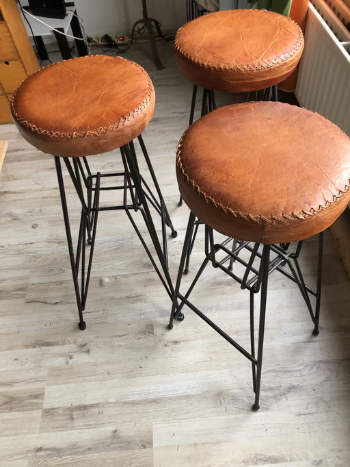 3 tabourets de bar Lebber style brutaliste
