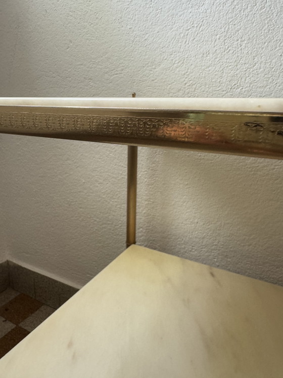 Image 1 of 60s brass marble side table