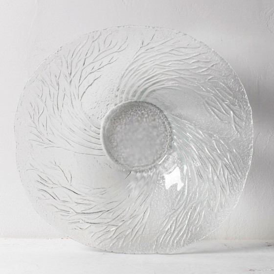 Image 1 of Mid-Century Finnish Glass Bowl / Large Forest Design Centerpiece