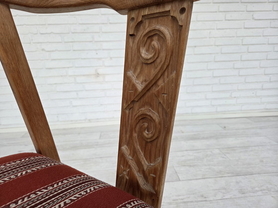 Image 1 of 1960s Pair of Danish Dining Chairs, Solid Oak Wood, Furniture Wool