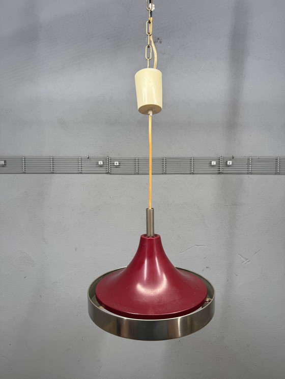 Image 1 of Red metal pendant lamp 1960s