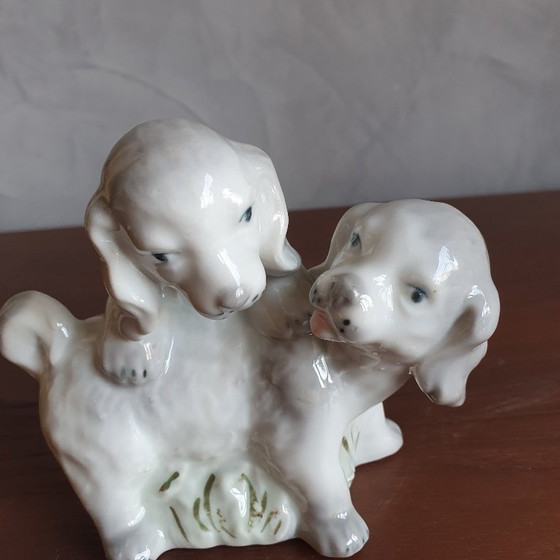 Image 1 of Vintage Puppies Spaans Porselein van Sanbo uit de Jaren 80