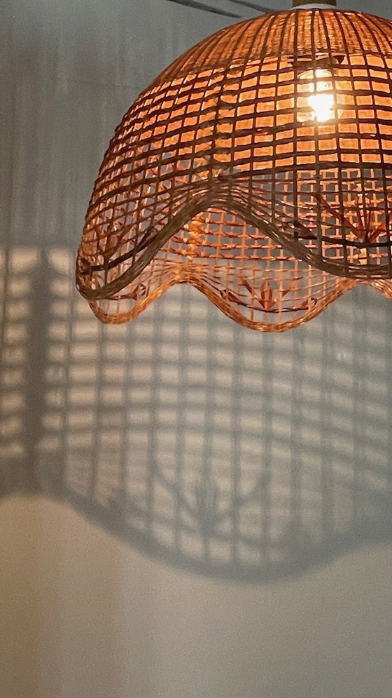 Image 1 of Hanglamp Bloem Osier Vintage Frankrijk