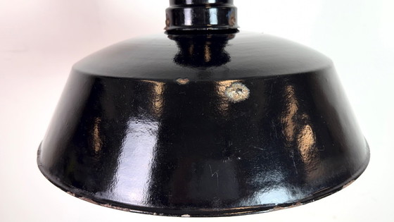 Image 1 of Industrial Black Enamel Bauhaus Pendant Lamp, 1930s
