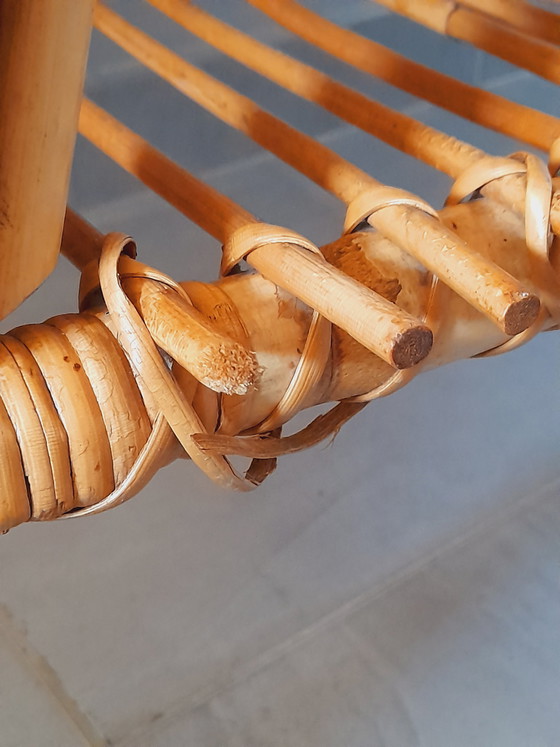 Image 1 of Audoux Minet/Capron Rattan-Couchtisch, 1950