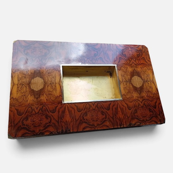 Willy Rizzo Table basse Alveo 1970s Mario Sabot Coctail Table Bois de ronce Laiton – Tables basses, Wood (photo 4 of 10)
