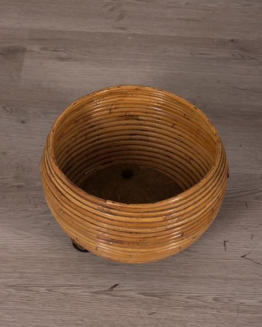 Vintage 1960s Italian Design Bamboo Plant Stand – tuinaccessoires (photo 2 of 6)