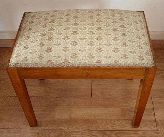 Image 1 of Vintage stool-bench in solid walnut wood, 1950s-60s