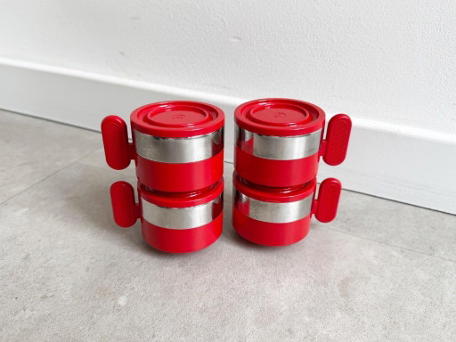 4x Vintage Morinox Espresso Cups From the 70s – servies, Metal, Plastic
