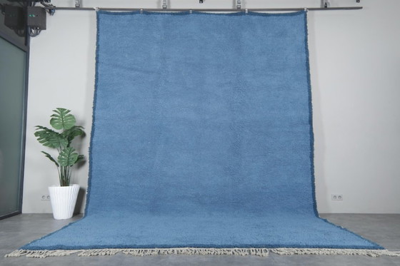 Image 1 of Tappeto Beni Ourain blu - Tappeto marocchino - Tappeto blu tinta unita - 230x140