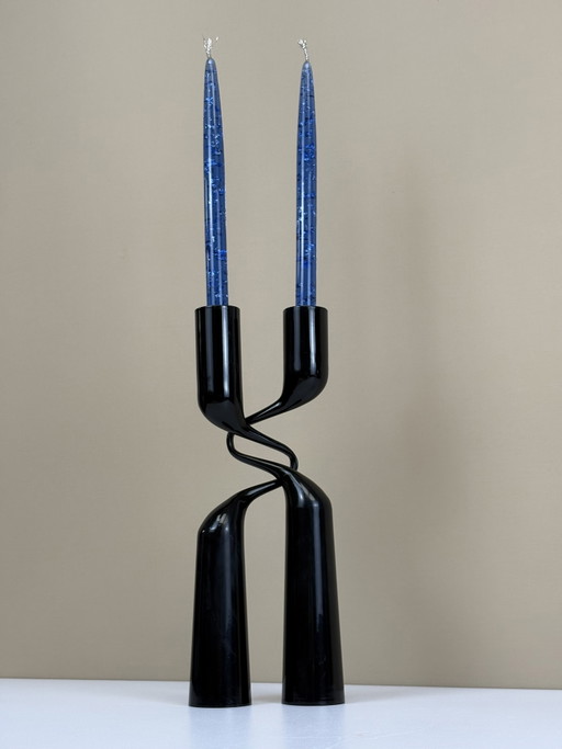 Set di candelabri Tango neri di design vintage danese XL 32 cm Mikaela Dörfel - Menu – kandelaars en kaarsen, Metal
