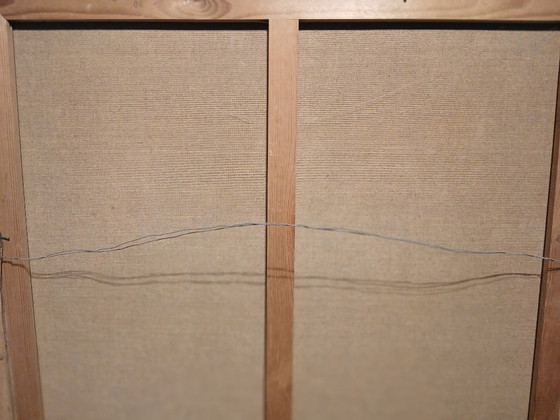 Image 1 of Large Hand-Painted Oil Painting – Hunting Scene with Horses & Dogs – 85 × 85 cm