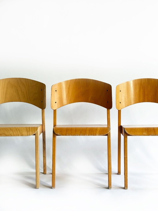 Chaises d'écolier vintage pour enfants, lot de 3 - empilables
