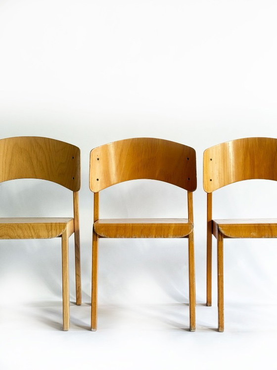 Image 1 of Chaises d'écolier vintage pour enfants, lot de 3 - empilables