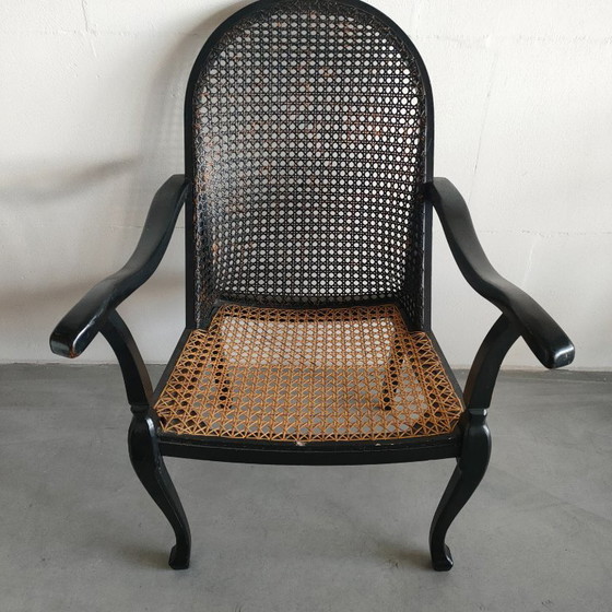 Image 1 of Elegant Louix XVth style webbing armchair fireplace chair