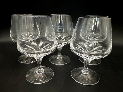 5 x Spiegelau Cognac-/Sherrygläser, Kristall, 1960er Jahre