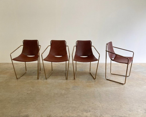 4x MIDJ Apelle leather design dining chair