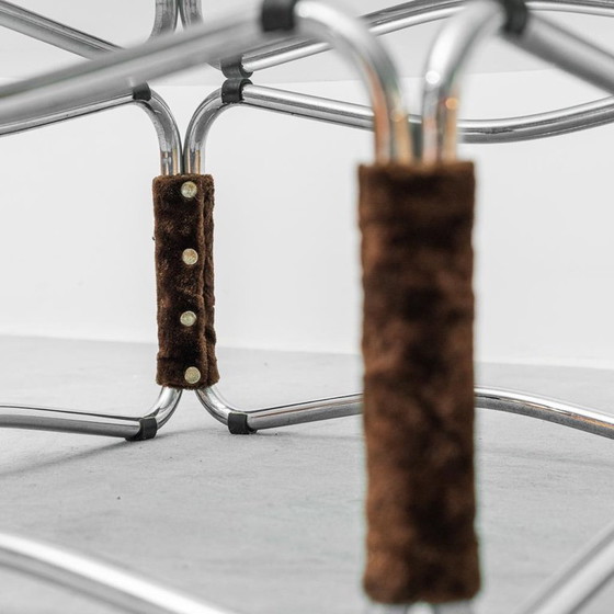 Image 1 of TAVOLINO DA CAFFÈ VETRO FUMÉ ACCIAIO CROMATO ANNI ’70 VINTAGE MODERNARIATO