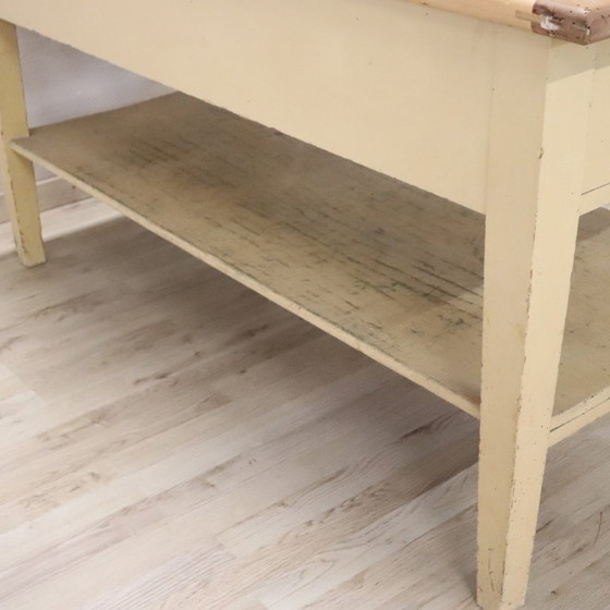 Image 1 of Table de travail en bois de peuplier laqué crème, Italie, fin du XIXe siècle