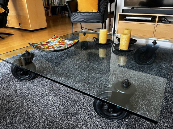 Image 1 of Beautiful glass coffee table Tavolo con ruote by Fontana Arte