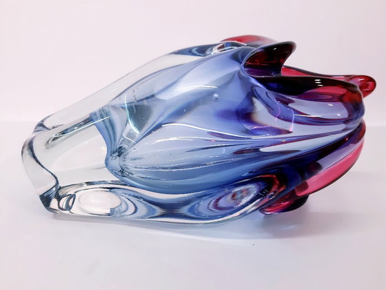 Image 1 of Basket for candy/sugar/ hand blown glass by Josef Hospodka/ Czechia